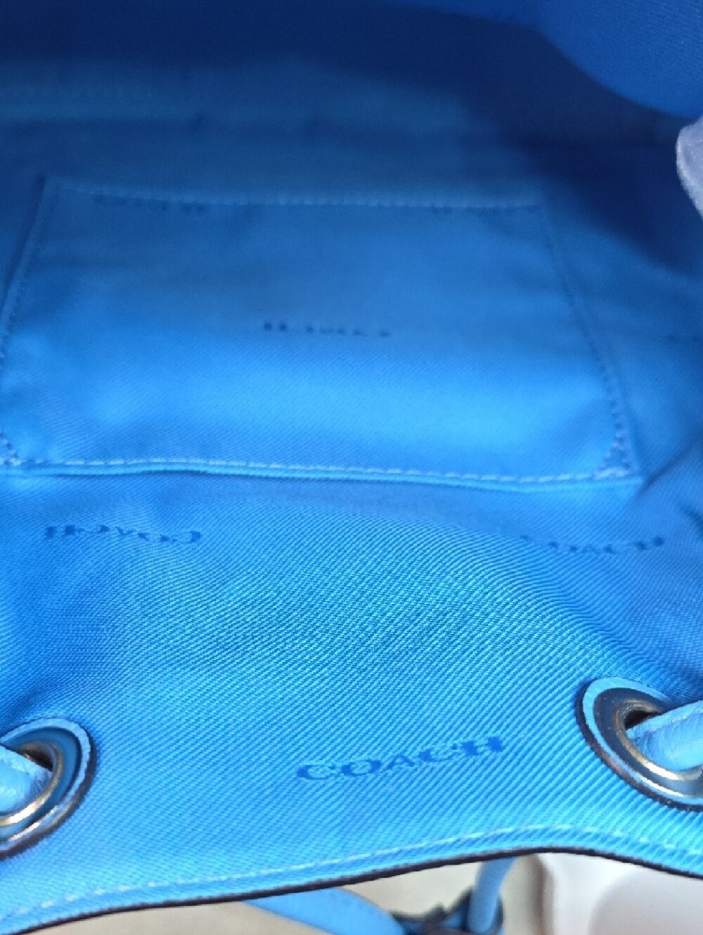 Coach Azure Blue Leather Mini Turnlock Backpack NWT - Picture 6 of 9